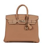 Hermes Birkin 25 Chai Matte Alligator And Togo Touch Permabrass Hardware 47654 product photo 1