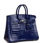Hermes Birkin 25 Bleu Electric Shiny Niloticus Crocodile Palladium Hardware 47653 product photo 2