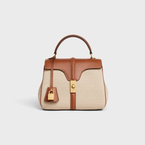 SMALL 16 BAG IN TEXTILE AND NATURAL CALFSKIN NATURAL / TAN