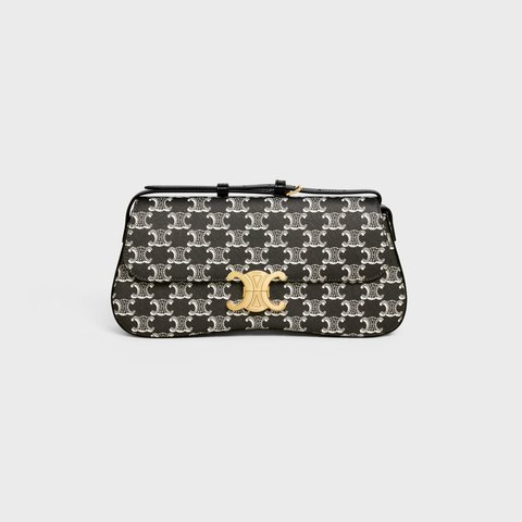 MEDIUM CELINE LOLA BAG IN TRIOMPHE CANVAS TWO-TONE BLACK