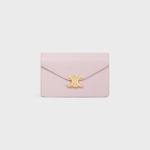 WALLET ON CHAIN MARGO IN SHINY CALFSKIN PASTEL PINK