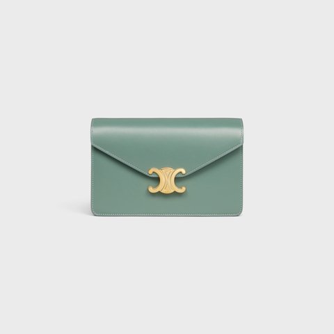 WALLET ON CHAIN MARGO IN SHINY CALFSKIN CELADON