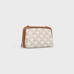 Clutch With Chain In Triomphe Canvas And Lambskin White/tan 10E382CBX.01TA product photo 2