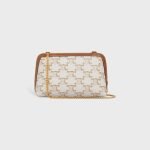 Clutch With Chain In Triomphe Canvas And Lambskin White/tan 10E382CBX.01TA product photo 3