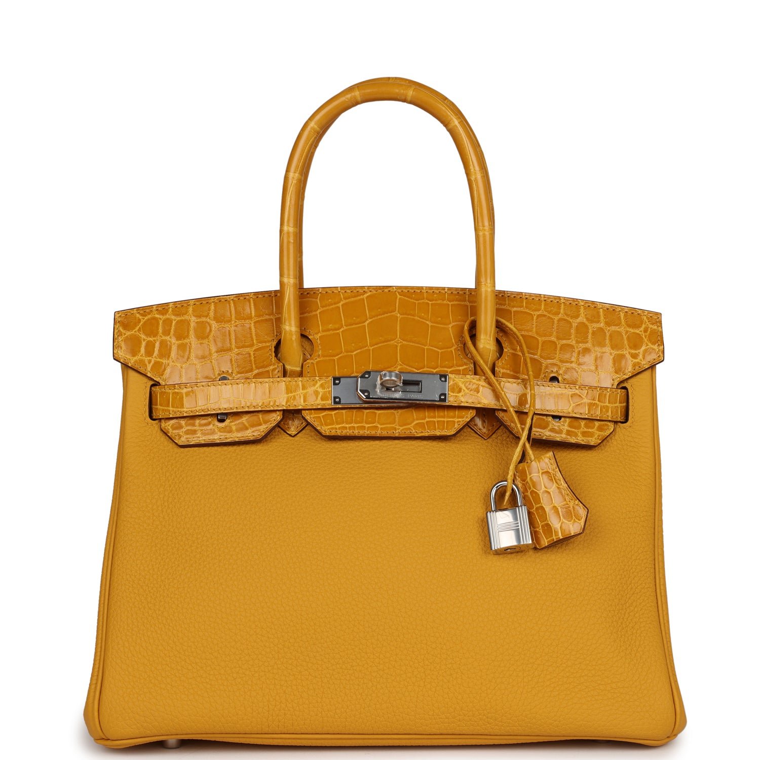 Hermes Birkin 30 Jaune Ambre Shiny Niloticus Crocodile And Togo Touch Palladium Hardware 69038 product photo 1