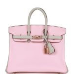 Hermes Special Order (hss) Birkin 25 Rose Sakura And Gris Perle Chevre Mysore Rose Gold Hardwar product photo 1
