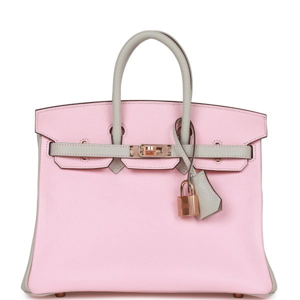 Hermes Special Order (hss) Birkin 25 Rose Sakura And Gris Perle Chevre Mysore Rose Gold Hardwar product photo 1