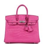 Hermes Birkin 25 Rose Shocking Matte Alligator Palladium Hardware 69224 product photo 1