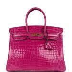 Hermes Birkin 35 Rose Scheherazade Shiny Porosus Crocodile Gold Hardware 69227 product photo 1