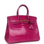 Hermes Birkin 35 Rose Scheherazade Shiny Porosus Crocodile Gold Hardware 69227 product photo 2
