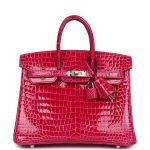 Hermes Birkin 25 Rose Mexico Shiny Porosus Crocodile Palladium Hardware 69275 product photo 1