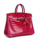 Hermes Birkin 25 Rose Mexico Shiny Porosus Crocodile Palladium Hardware 69275 product photo 2