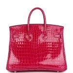 Hermes Birkin 25 Rose Mexico Shiny Porosus Crocodile Palladium Hardware 69275 product photo 4