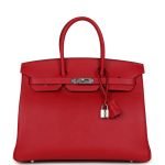 Hermes Birkin 35 Rouge Casaque Epsom Palladium Hardware 69545 product photo 1