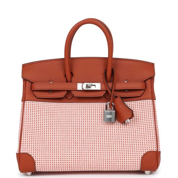 Hermes Quadrille Birkin 25 Sanguine Swift And Toile Palladium Hardware 69898 product photo 1