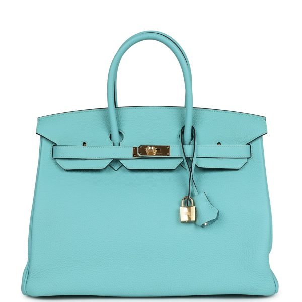Hermes Birkin 35 Bleu Atoll Togo Gold Hardware