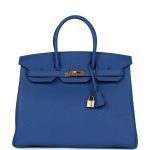 Hermes Birkin 35 Bleu France Togo Gold Hardware 70024 product photo 1