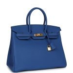 Hermes Birkin 35 Bleu France Togo Gold Hardware 70024 product photo 2