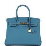 Hermes Birkin 30 Blue Jean Togo Gold Hardware 70062 product photo 1