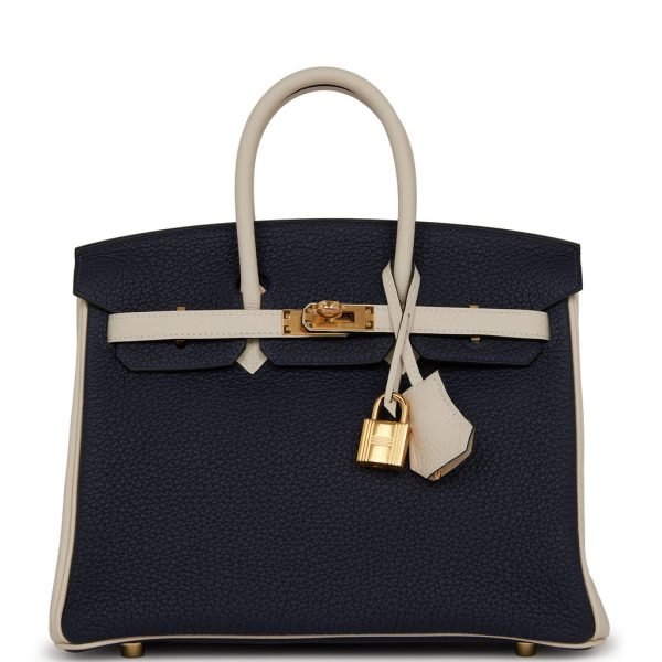 Hermes Special Order (hss) Birkin 25 Bleu Nuit And Craie Togo Gold Hardware 70513 product photo 1