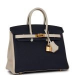 Hermes Special Order (hss) Birkin 25 Bleu Nuit And Craie Togo Gold Hardware 70513 product photo 2