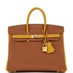 Hermes Special Order (hss) Birkin 25 Gold And Jaune Ambre Togo Brushed Gold Hardware 71162 product photo 1