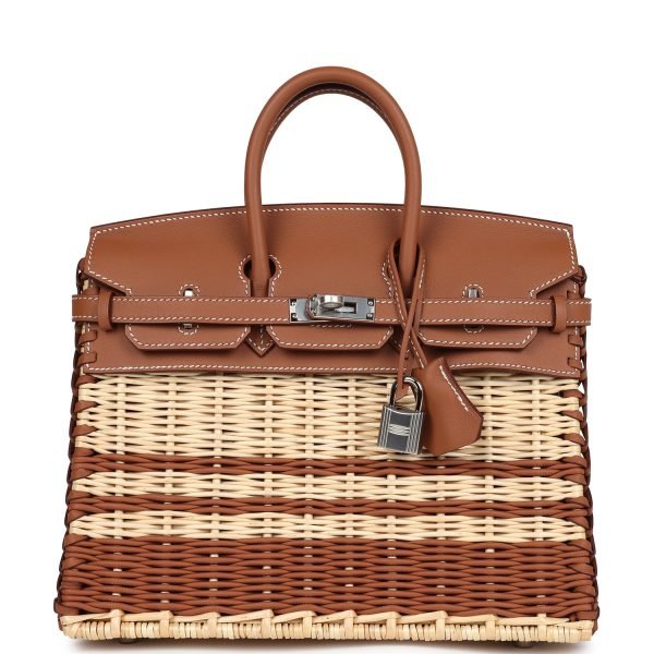 Hermes Picnic Birkin 25 Gold Swift And Stripe Wicker Palladium Hardware 71650 product photo 1