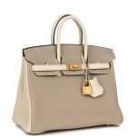 Hermes Special Order (hss) Birkin 25 Gris Tourterelle And Craie Togo Brushed Gold Hardware 7184 product photo 2