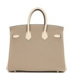 Hermes Special Order (hss) Birkin 25 Gris Tourterelle And Craie Togo Brushed Gold Hardware 7184 product photo 4