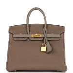 Hermes Special Order (hss) Birkin 25 Etoupe And Etain Togo Brushed Gold Hardware 71959 product photo 1