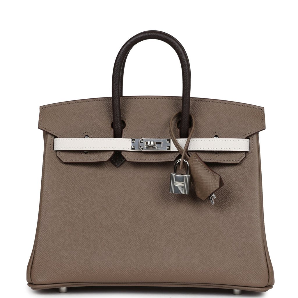 Hermes Birkin 25 Tri-Color Etoupe, Ebene And Gris Pale Epsom Palladium Hardware 71998 product photo 1
