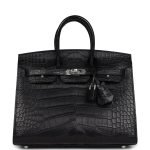 Hermes Birkin Sellier 25 Black Matte Alligator Palladium Hardware 73176 product photo 1