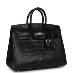 Hermes Birkin Sellier 25 Black Matte Alligator Palladium Hardware 73176 product photo 2