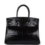 Hermes Birkin 30 Black Shiny Porosus Crocodile Gold Hardware 73374 product photo 4