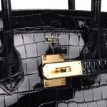 Hermes Birkin 30 Black Shiny Porosus Crocodile Gold Hardware 73374 product photo 6