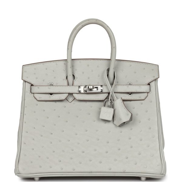 Hermes Birkin 25 Gris Perle Ostrich Palladium Hardware 73417 product photo 1