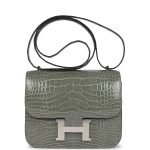 Hermes Constance 18 Gris Ciment Shiny Alligator Palladium Hardware 73840 product photo 1