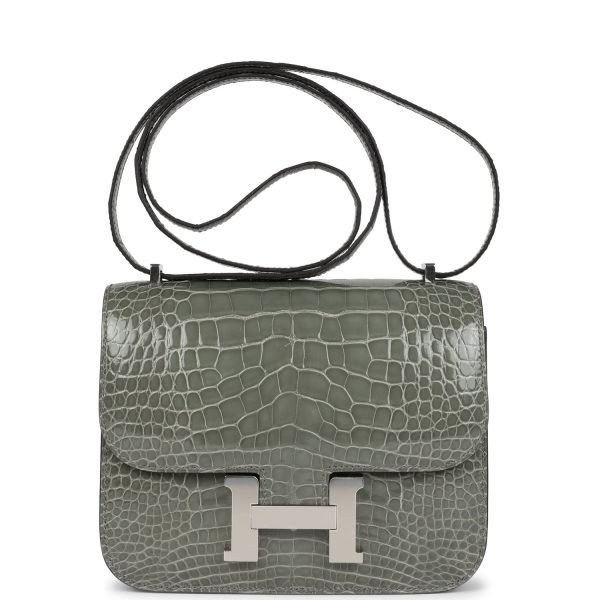 Hermes Constance 18 Gris Ciment Shiny Alligator Palladium Hardware 73840 product photo 1