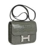Hermes Constance 18 Gris Ciment Shiny Alligator Palladium Hardware 73840 product photo 2