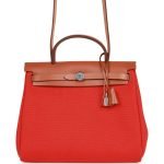 Hermes Herbag Zip PM 31 Capucine Toile H Berline Vache Fauve Hunter Naturel Palladium Hardware product photo 1