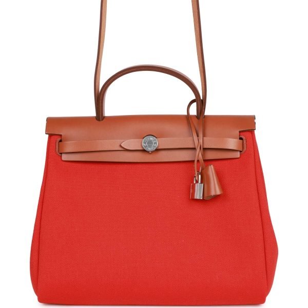 Hermes Herbag Zip PM 31 Capucine Toile H Berline Vache Fauve Hunter Naturel Palladium Hardware product photo 1
