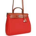 Hermes Herbag Zip PM 31 Capucine Toile H Berline Vache Fauve Hunter Naturel Palladium Hardware product photo 2