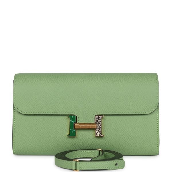 Hermes Constance Wallet To Go Vert Criquet Epsom Marquette Gold Hardware 74172 product photo 1
