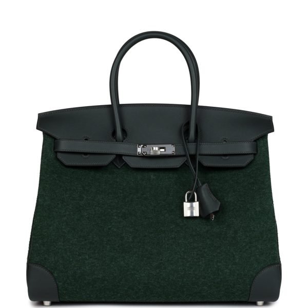 Hermes Birkin 35 Vert Anglais Feutre Wool And Vert Fonce Feutre Swift Palladium Hardware 81687 product photo 1