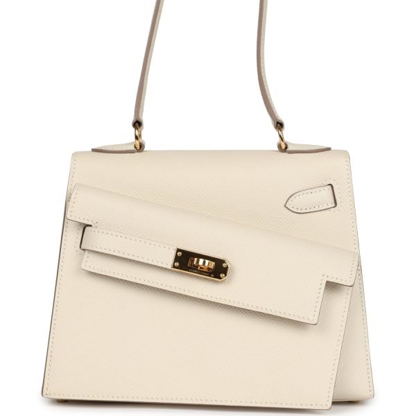 Hermes Kelly Sellier En Desordre 20 Craie Epsom Gold Hardware 81690 product photo 1