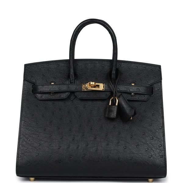 Hermes Birkin Sellier 25 Black Ostrich Gold Hardware 82904 product photo 1