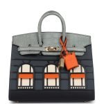 Hermes Night Sac Faubourg Birkin 20 Gris Misty Matte Alligator Permabrass Hardware 83127 product photo 1