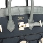 Hermes Night Sac Faubourg Birkin 20 Gris Misty Matte Alligator Permabrass Hardware 83127 product photo 6