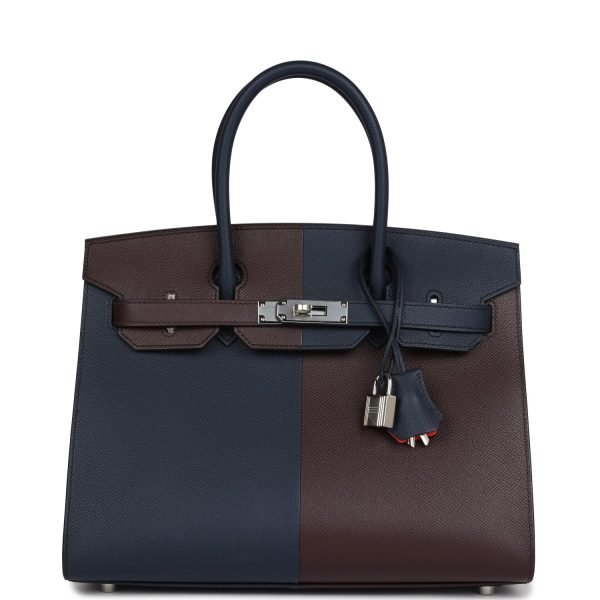 Hermes Casaque Birkin Sellier 30 Rouge Sellier And Bleu Indigo Epsom Palladium Hardware 83136 product photo 1