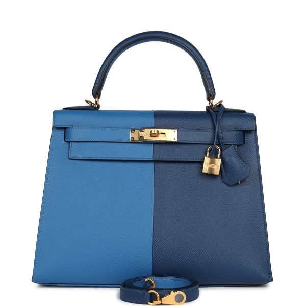 Hermes Kelly Sellier 28 Casaque Deep Bleu And Mykonos Epsom Gold Hardware 83146 product photo 1